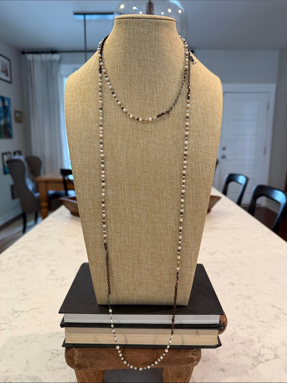 Silpada White Pearl and Gray Hematite Long Beaded Necklace - Picture 2 of 7